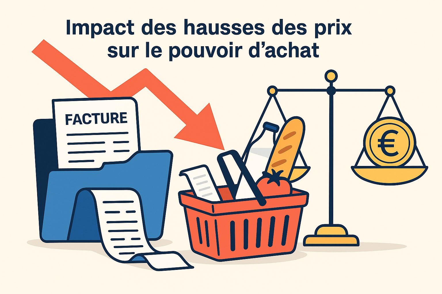 Inflation 7 gestes concrets, illustration de l'impact des hausses des prix sur le pouvoir d’achat