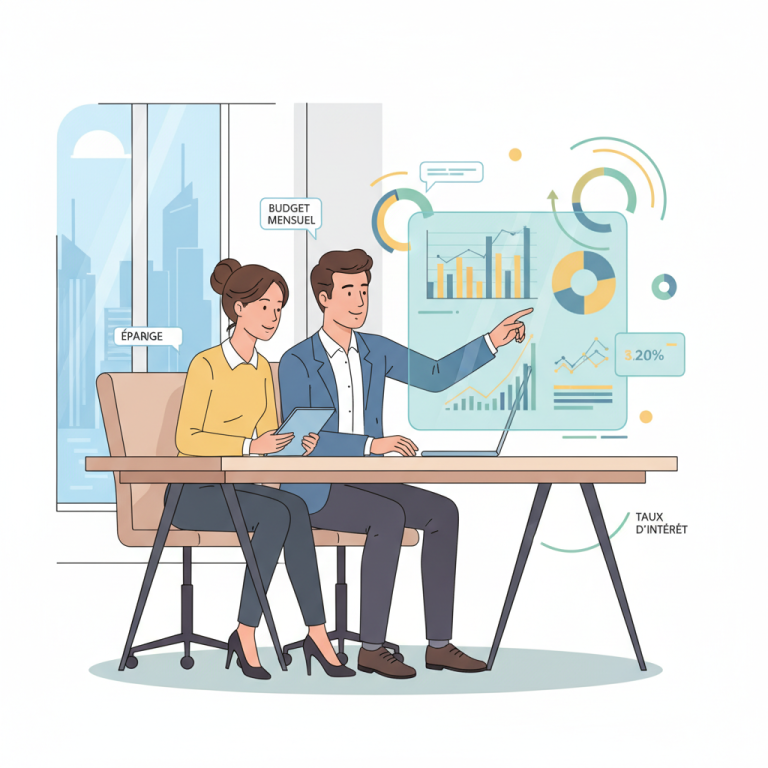 Couple analysant l'impact du taux d'intérêt sur leur crédit immobilier pour leur projet d'achat.